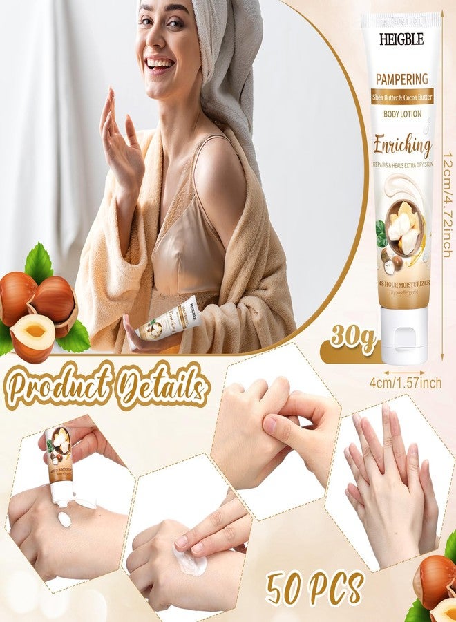 Heigble 50 Pack Travel Size Body Lotion 1 oz Shea Butter Cocoa Butter Body Lotion Dry Skin Moisturizer with Flip Cap for Extra Dry Skin, Inns, Hotels Resorts, Airlines, Offices, Gyms and More - Image 2